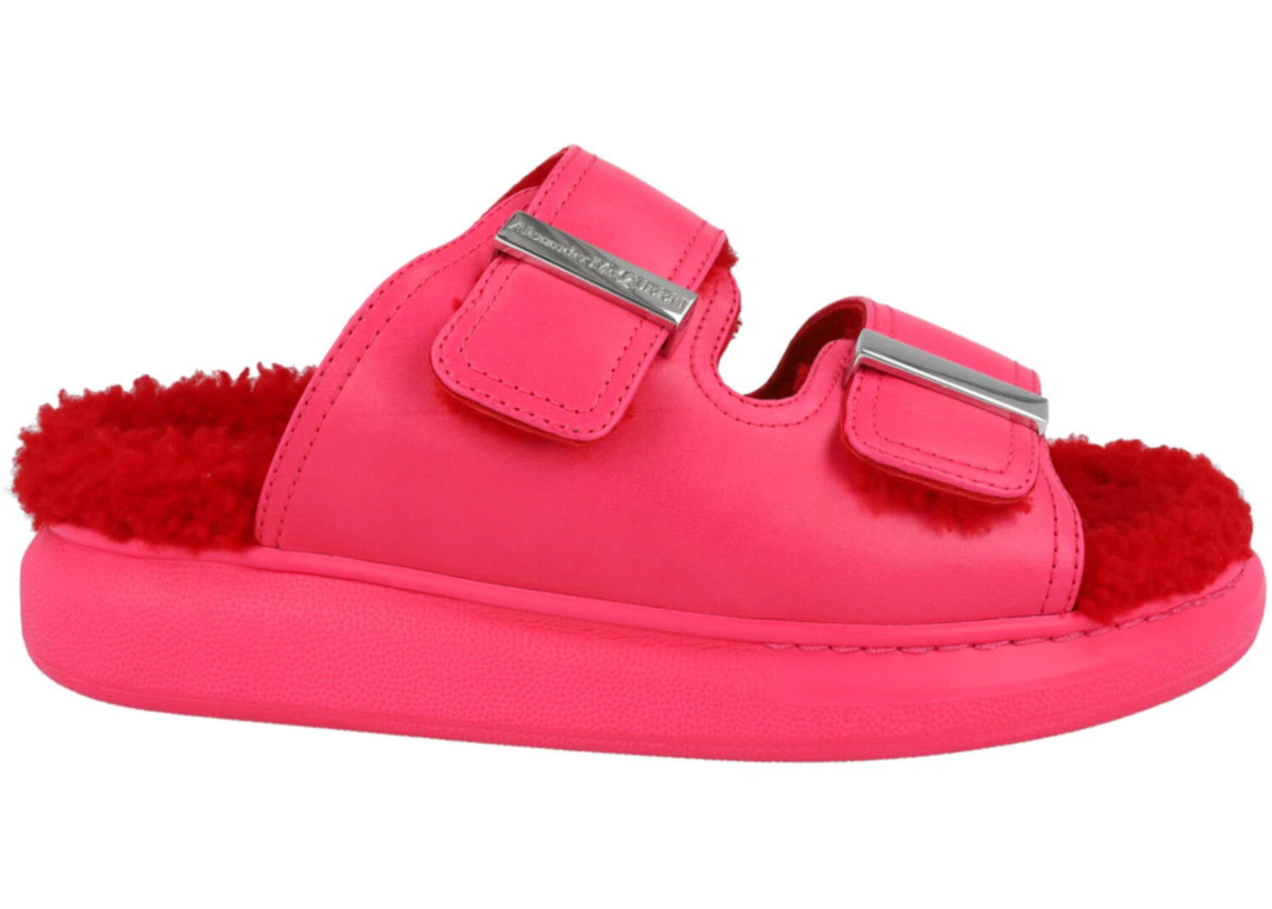 Alexander McQueen Oversized Hybrid Slides Pink Silver