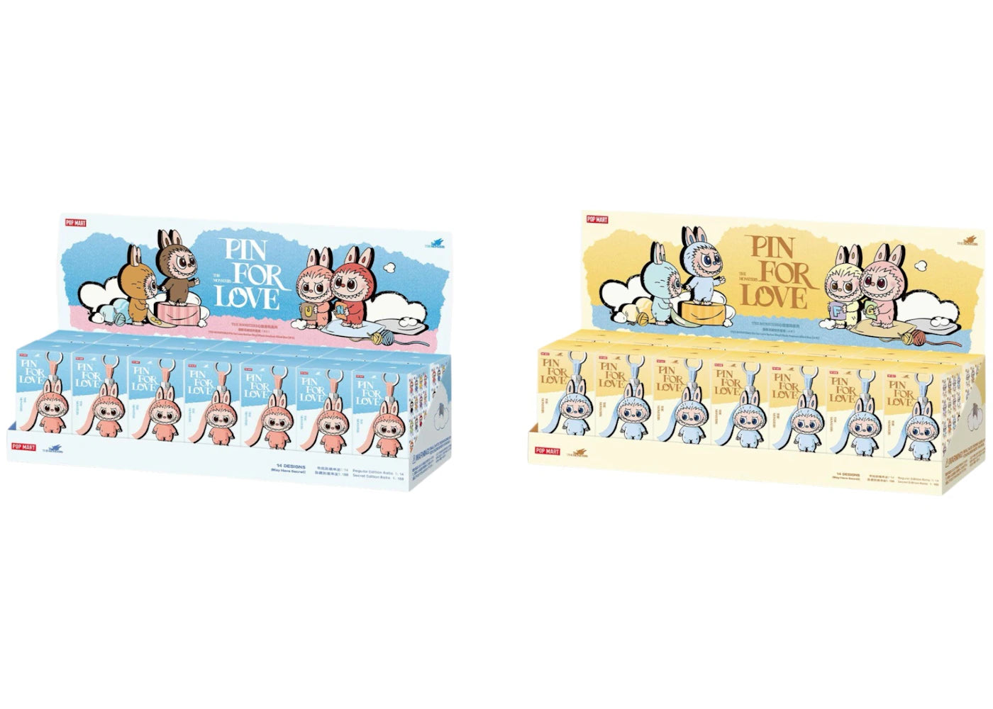 Pop Mart Labubu The Monsters Pin for Love Series Vinyl Plush Pendant  &  Sealed Cases Set