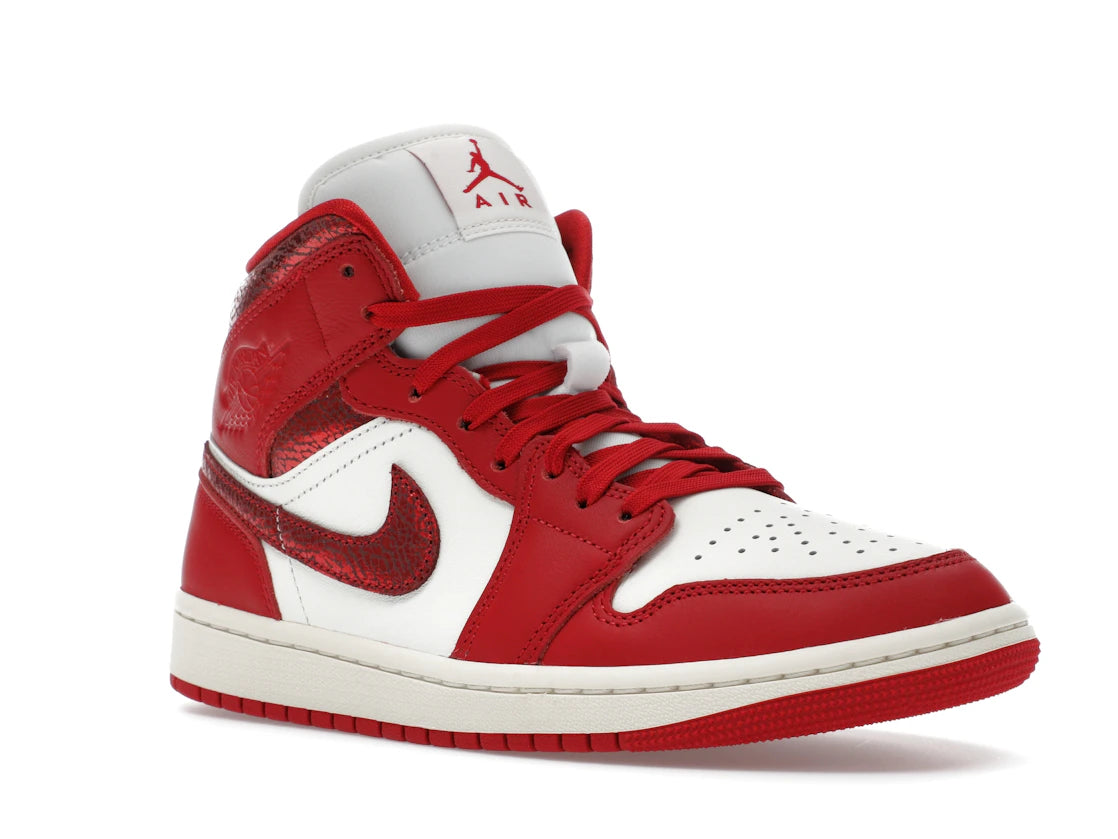 Jordan 1 Mid SE Red Cracked Leather