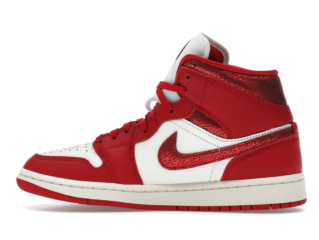 Jordan 1 Mid SE Red Cracked Leather